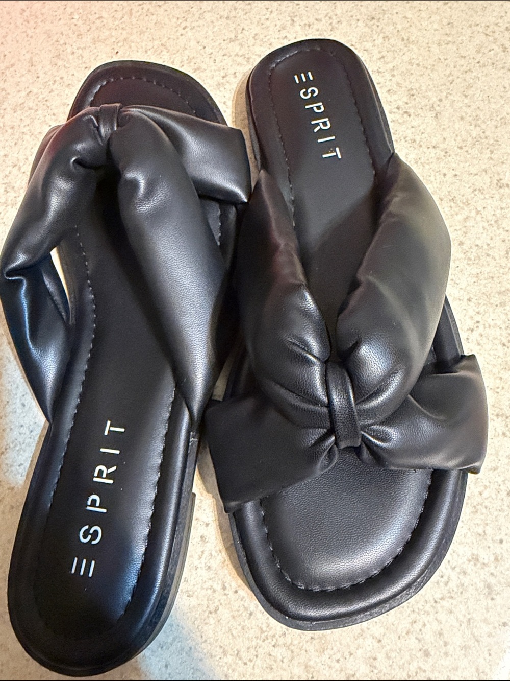 Esprit Black Knotted Slide Mules